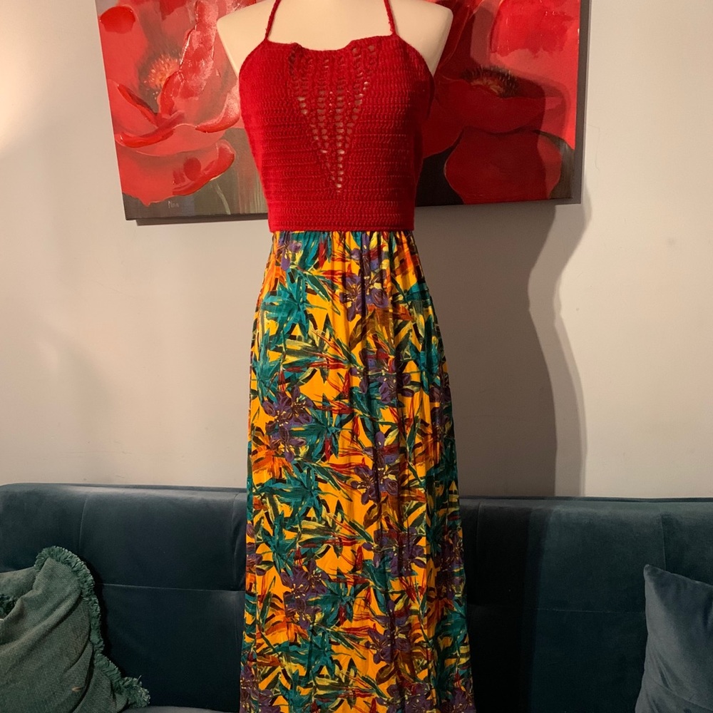 Mark size S Small 2/4 crochet upper maxi dress